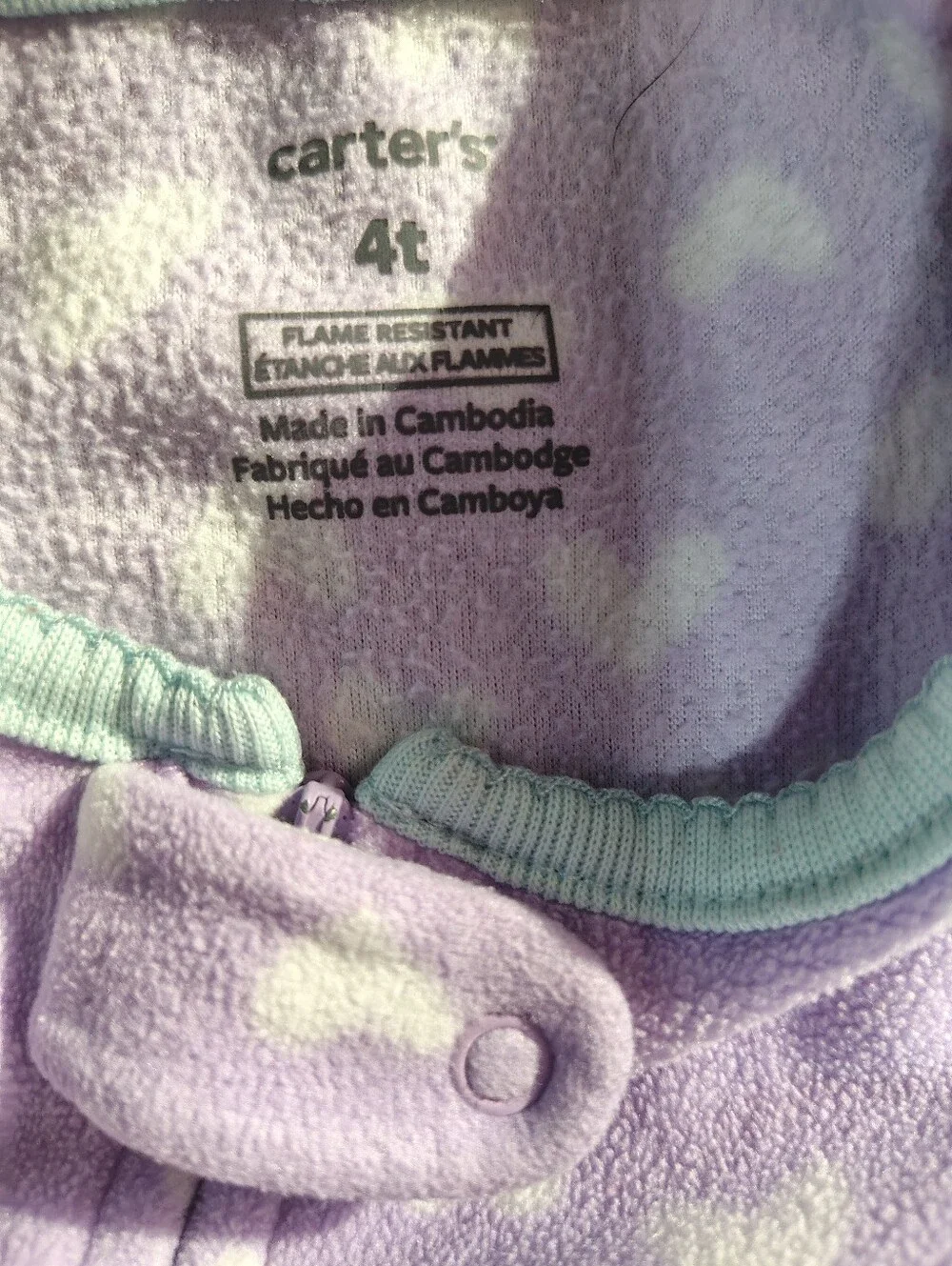 Carter's Pink, Light Blue & Lavender Footed One-Piece Sleepers Lot Of 3 Size 4T